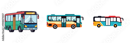 Minimal bus icon, flat vector illustration, simple geometric forms, modern public transportation style, white background.