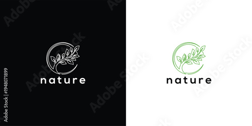 Nature Leaf Logo Design Organic Eco-Friendly Botanical Brand Identity for Wellness  Green Business.