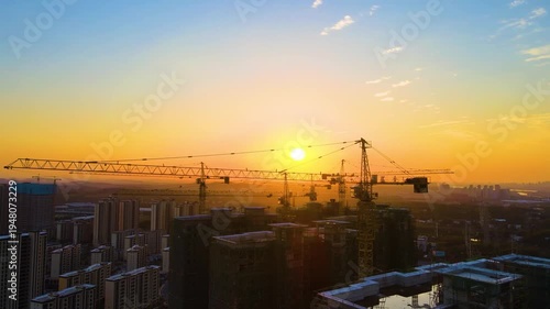 Wallpaper Mural 4K Aerial Silhouette of Crane Against Sunset Sky Torontodigital.ca