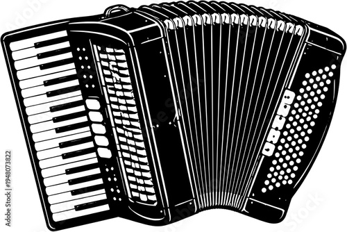 Accordion Silhouette Musical Instrument Vector Icon