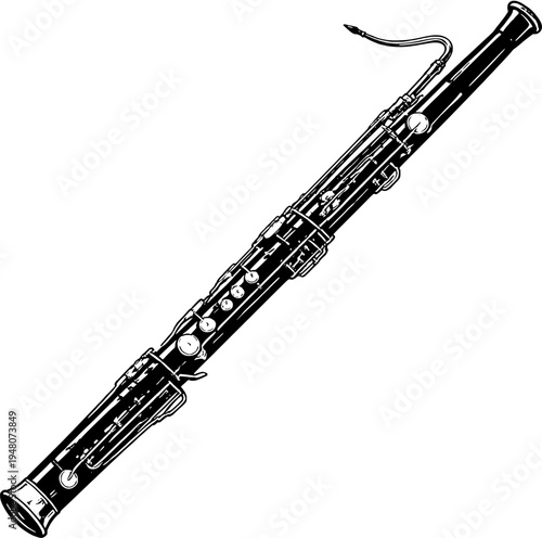 Bassoon Silhouette Woodwind Musical Instrument Vector Icon