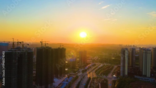 Wallpaper Mural 4K Aerial Silhouette of Crane Against Sunset Sky Torontodigital.ca