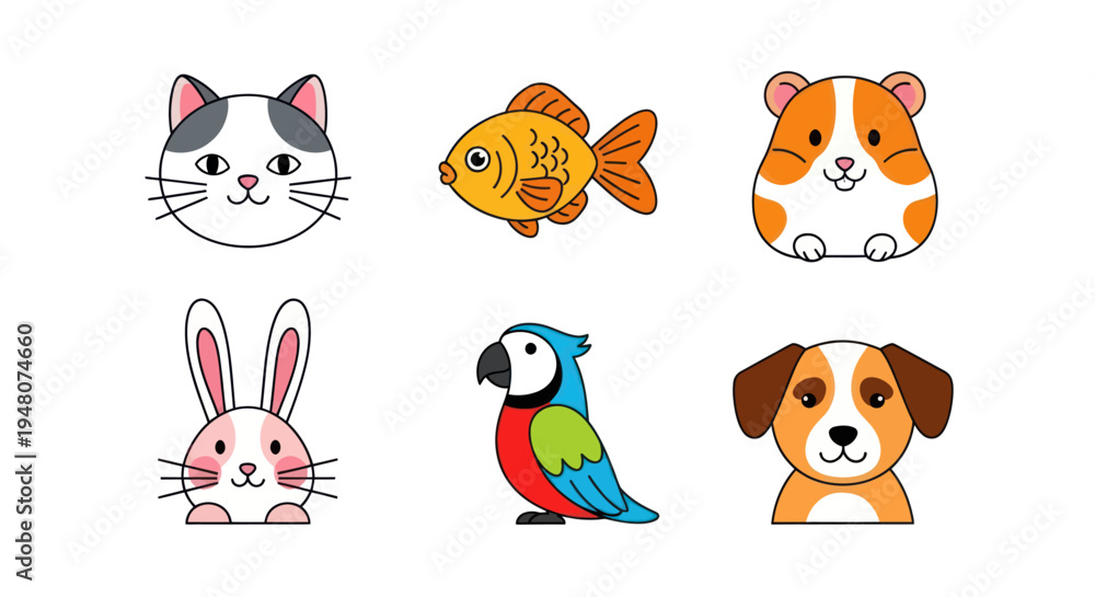 Obraz premium Cartoon animals collection on white background