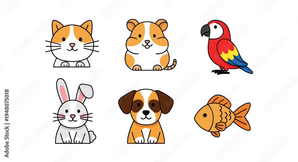 Naklejka premium Cartoon animals set on white background