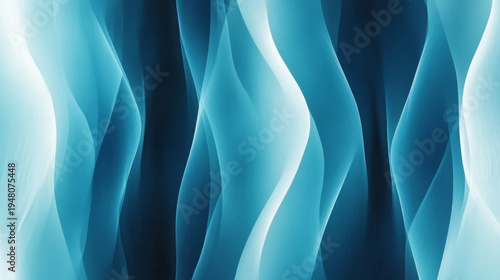 Abstract flowing blue light waves creating a sense of movement and depth