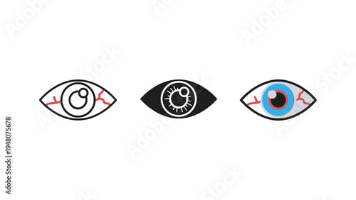three stylized human eyes with unique iris designs vector illustration
