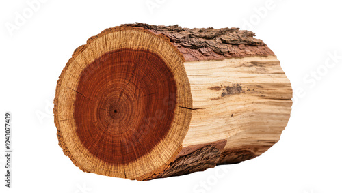 Obraz na plátne Isolated natural freshly cut wood log cross-section showcasing visible growth ri