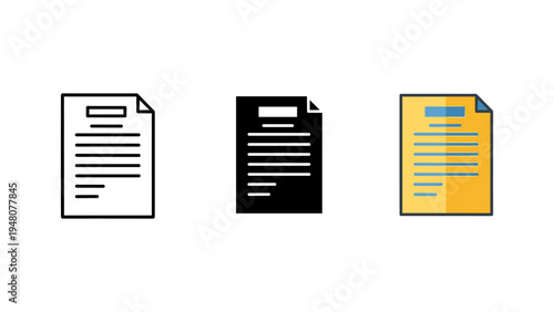 three file folders with documents flat design vector illustration