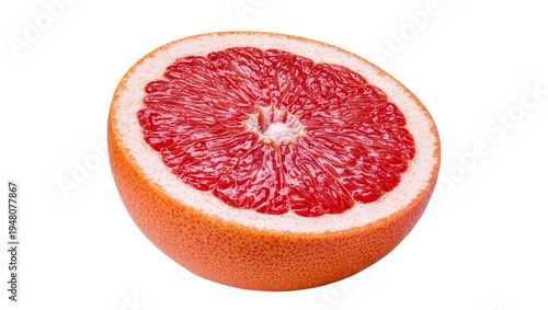 Photography Isolated vibrant juicy ripe red grapefruit half citrus fruit cross section ready