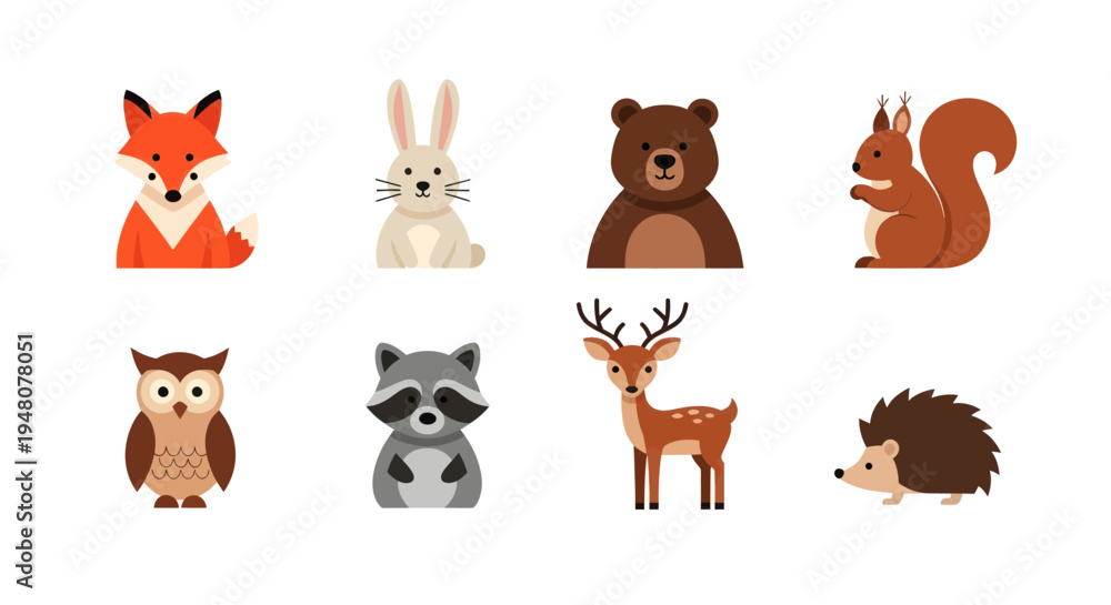 Fototapeta premium Cartoon forest animals illustration