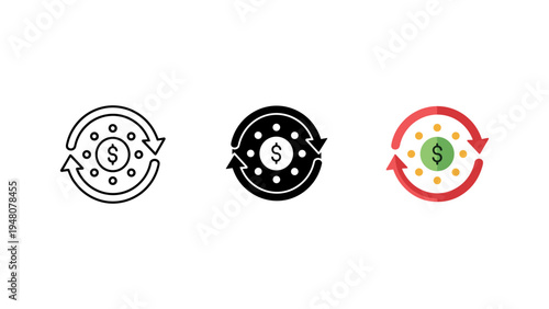 recycling money and investment growth cycle flat design vector illustration