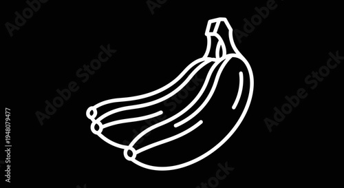 Simple White Banana Line Drawing.