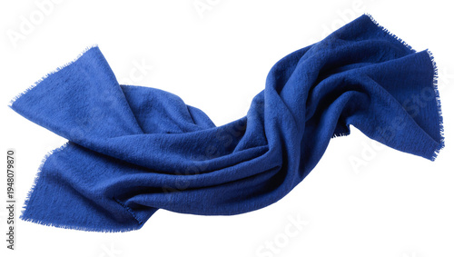 Quadro su tela Isolated royal blue soft textile scarf with fringe, elegant and cozy fashion acc