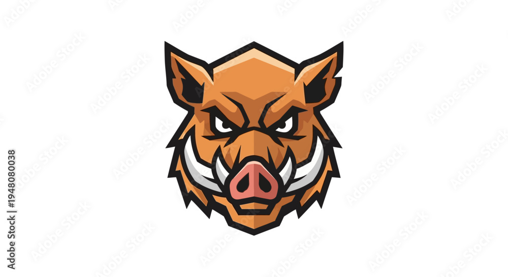 Fototapeta premium Cartoon Wild Boar Head.