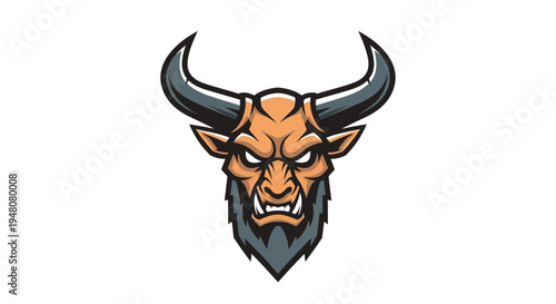Cartoon Bull Head Logo.
