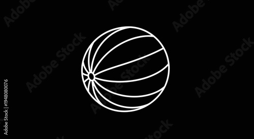 White Basketball on Black Background.
