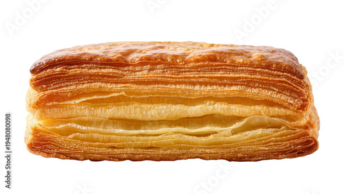 Canvas Print Isolated perfectly baked golden-brown layered puff pastry snack or sweet dessert