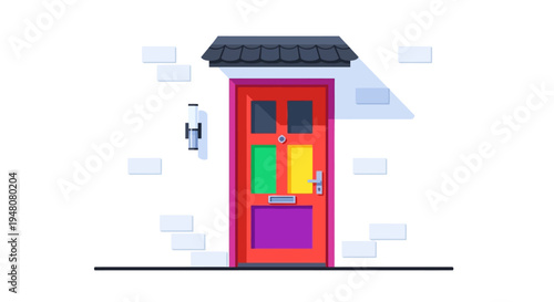 Colorful house front door.