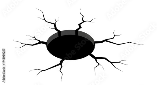 Cracked Circle Design Element.