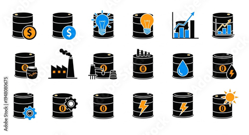 Oil Industry Icons - A Visual Representation of Energy and Production.