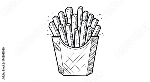 Illustration of French Fries in Container.