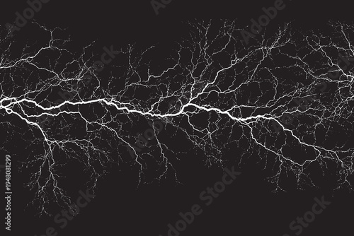 Complex realistic lightning storm web vector background.