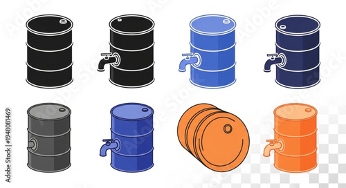 Isometric Oil Drums - A Collection of Industrial Storage Solutions.