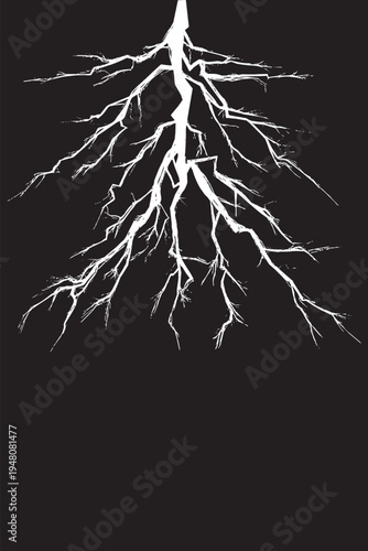 Complex realistic lightning storm web vector background.
