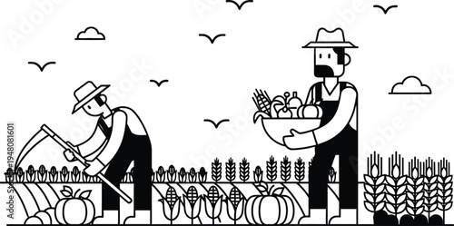 farmers harvesting vegetables in a field