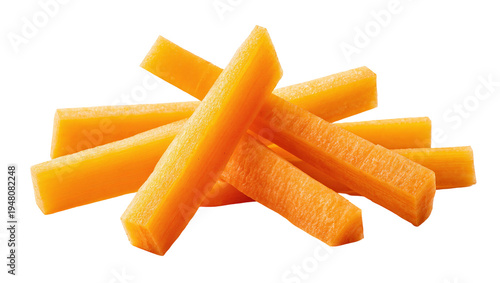 Obraz na plátně Isolated heap of fresh raw orange carrot sticks, healthy vegetable snack or cook