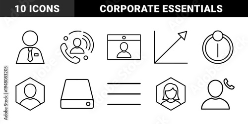 Business and finance icon set. Vector glyph pictograms of calculator, briefcase, chart, lightbulb, handshake and coins, black silhouette illustration.