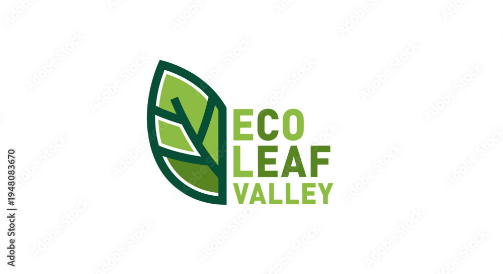Obraz premium Eco leaf valley green logo.