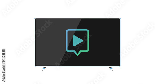 Modern flat screen television with play button.