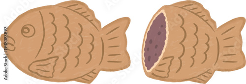 たい焼きの手描き風イラスト