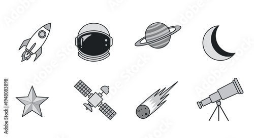 Space icons with astronomy symbols 29.