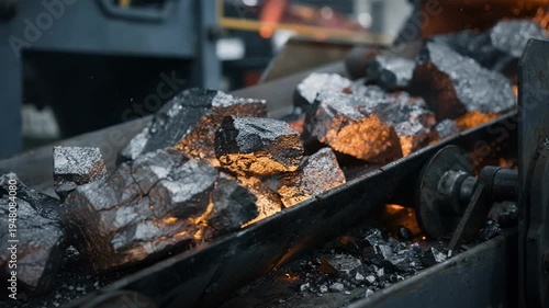Closeup of steel slag being processed for recycled metal feedstock highlighting the transformation of industrial byproducts into sustainable pigment raw materials.