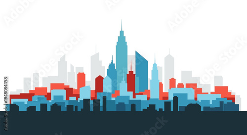 Colorful City Skyline Vector Illustration.