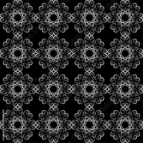 
Lace white and gray seamless pattern on a black background