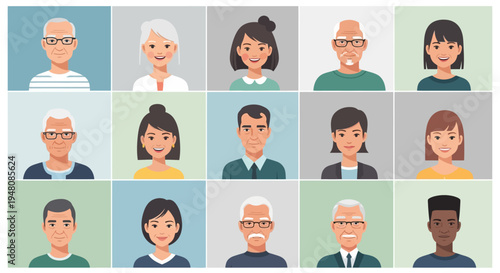 Diverse Group of Cartoon People Portraits.