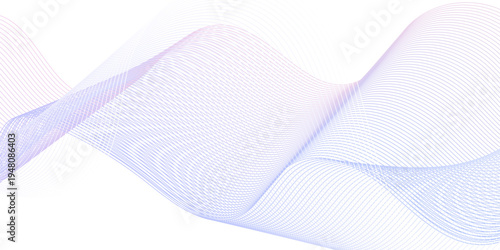 Flowing wave pattern gradient smooth curve shape isolated on transparent background. Technology , science lines flow and motion energy blend.