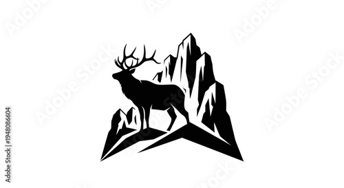 Elk silhouette on mountain peaks