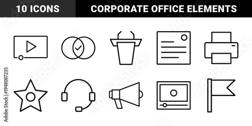 Business and finance icon set. Vector glyph pictograms of calculator, chart, briefcase, handshake, lightbulb, coins, and piggy bank, black silhouette illustration.