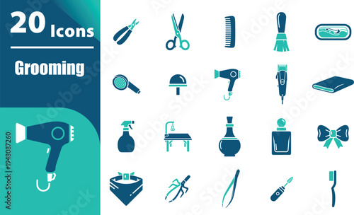 Hair dryer and grooming tools icons.