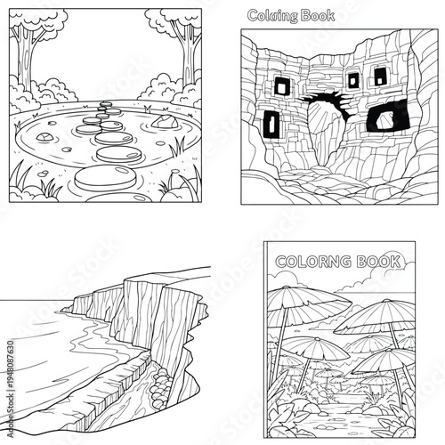 Grand canyon bridge coloring page with coloring book with line art with black and white