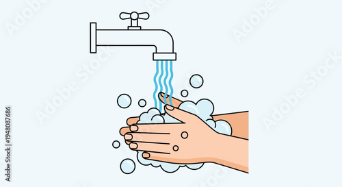 Hands Washing Under Running Water Faucet.