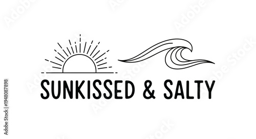 Vector logo with sun and wave, Sunkissed & Salty