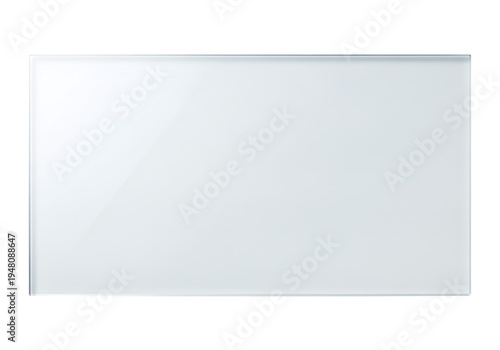 Blank white frosted glass or plastic rectangular panel with a subtle blue tint on a plain transparent background