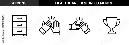Hospital and healthcare icon set. Vector pictograms of stethoscope, syringe, heart, dna, microscope, and medicine, black silhouette illustration.