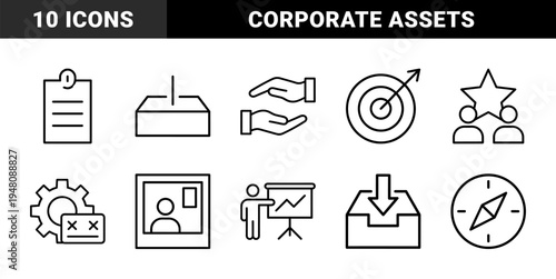 Business and finance icon set. Vector pictograms of handshake, calculator, safe, piggy bank, chart, lightbulb, and trophy, black silhouette illustration.