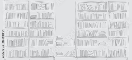 Two tall bookshelves with books stacked on them in a library